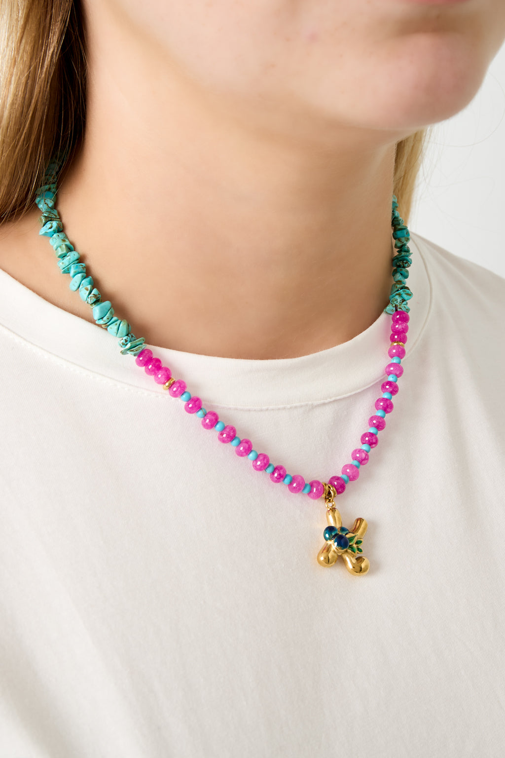 Happy beaded Initials necklace with charms