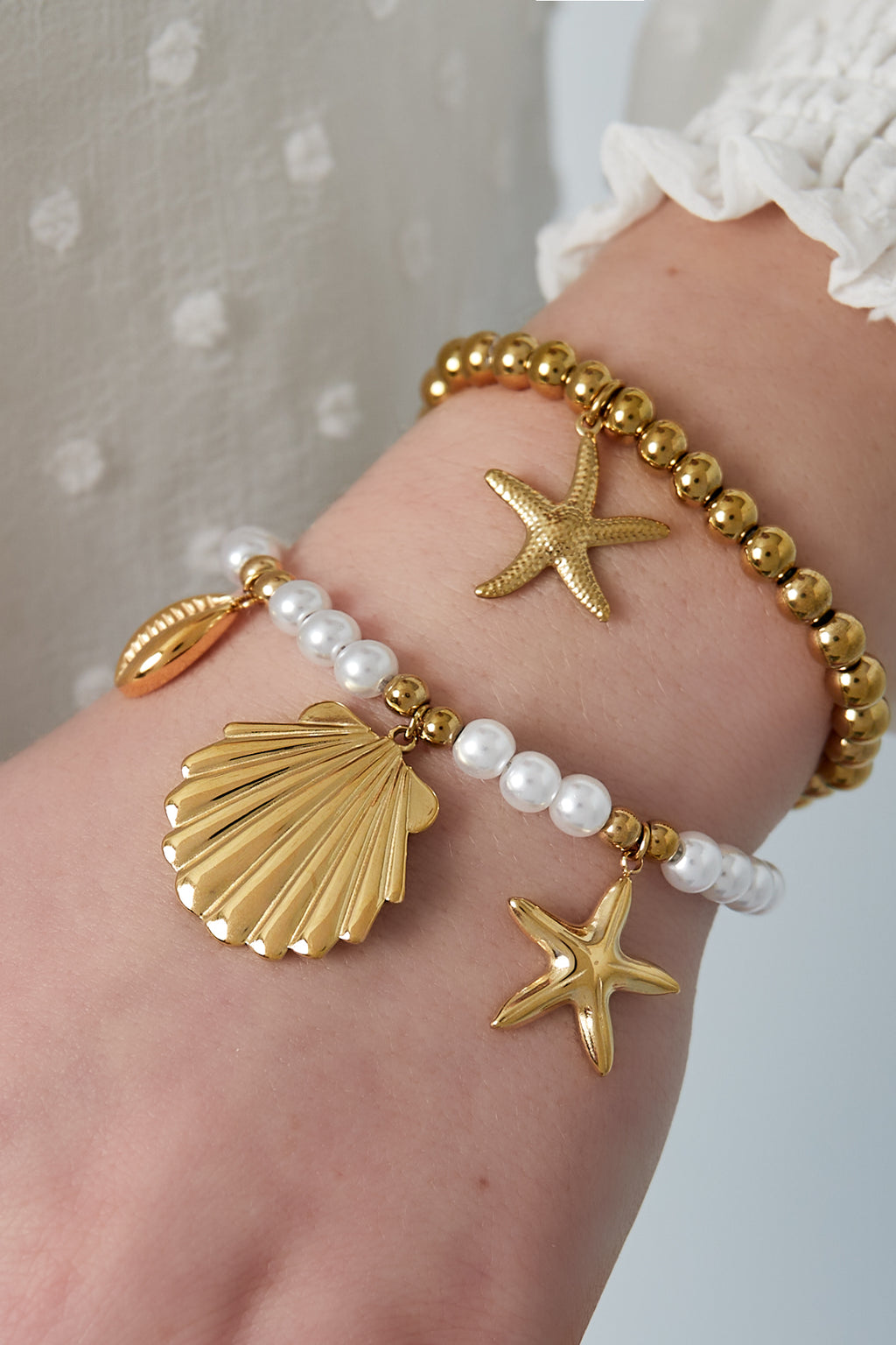 pearl bracelet with sea charms