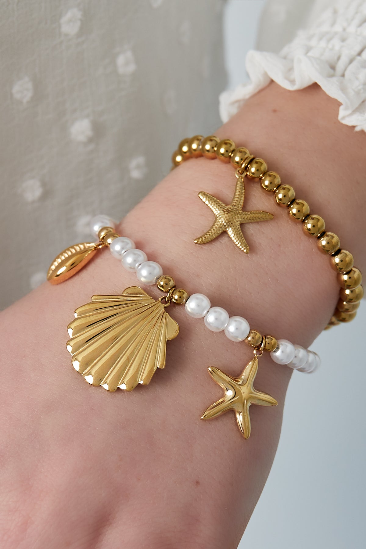 pearl bracelet with sea charms