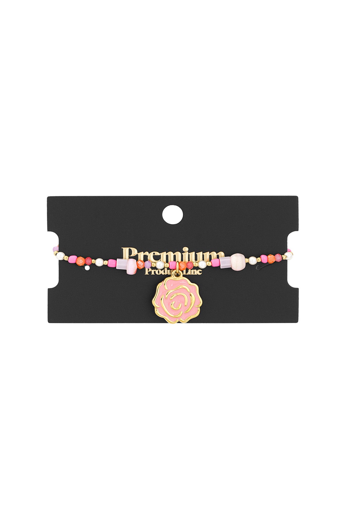 beaded rose bracelet - pink & 