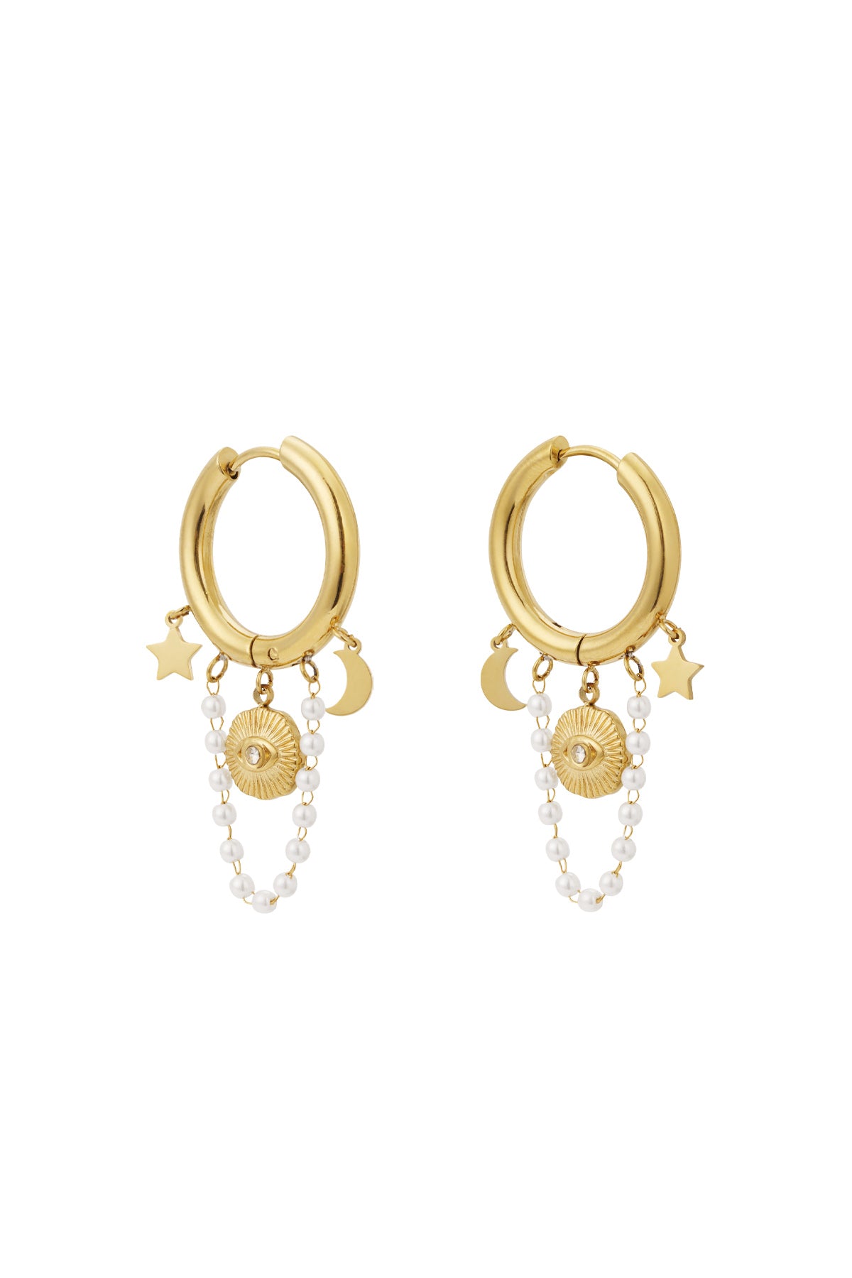 Pearl moon earrings