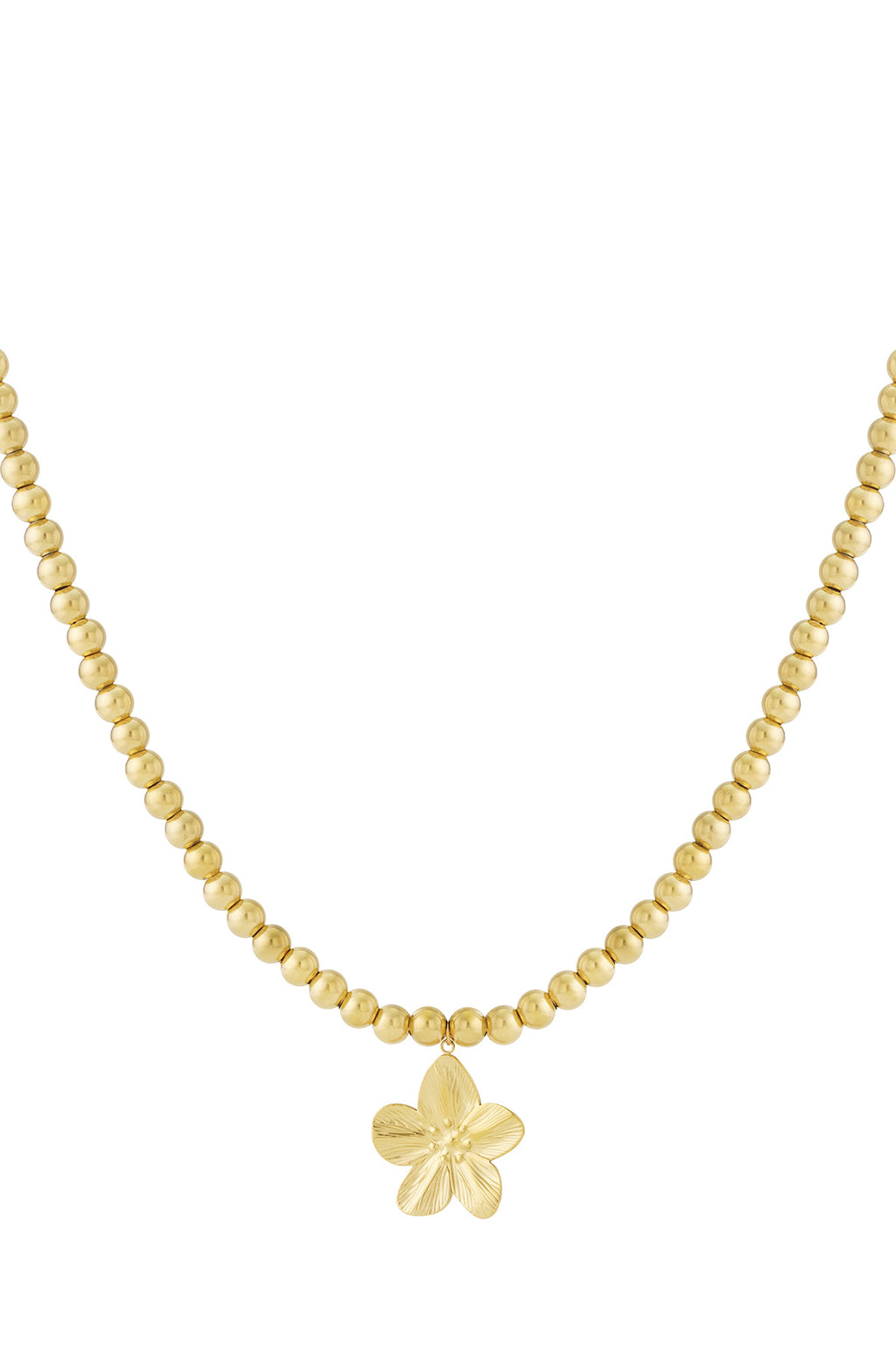 8mm hollow bead necklace with a flower