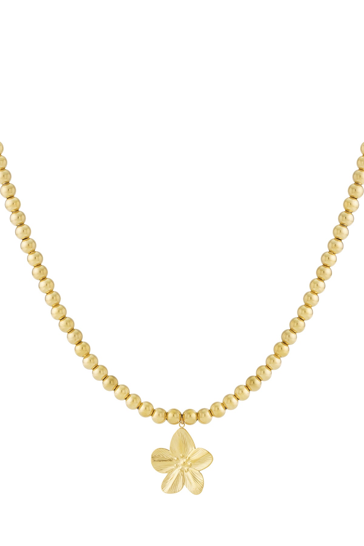 8mm hollow bead necklace with a flower