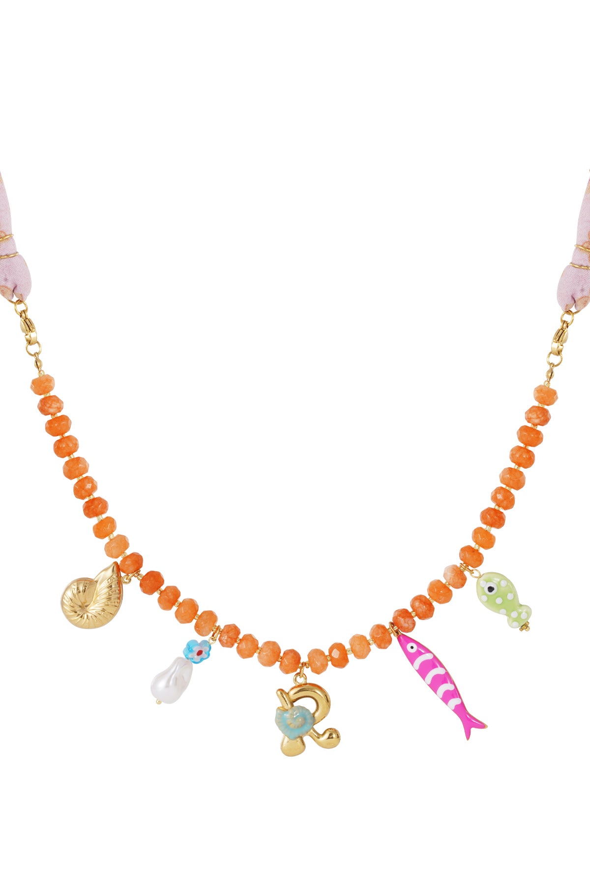 Happy beaded Initials necklace with charms