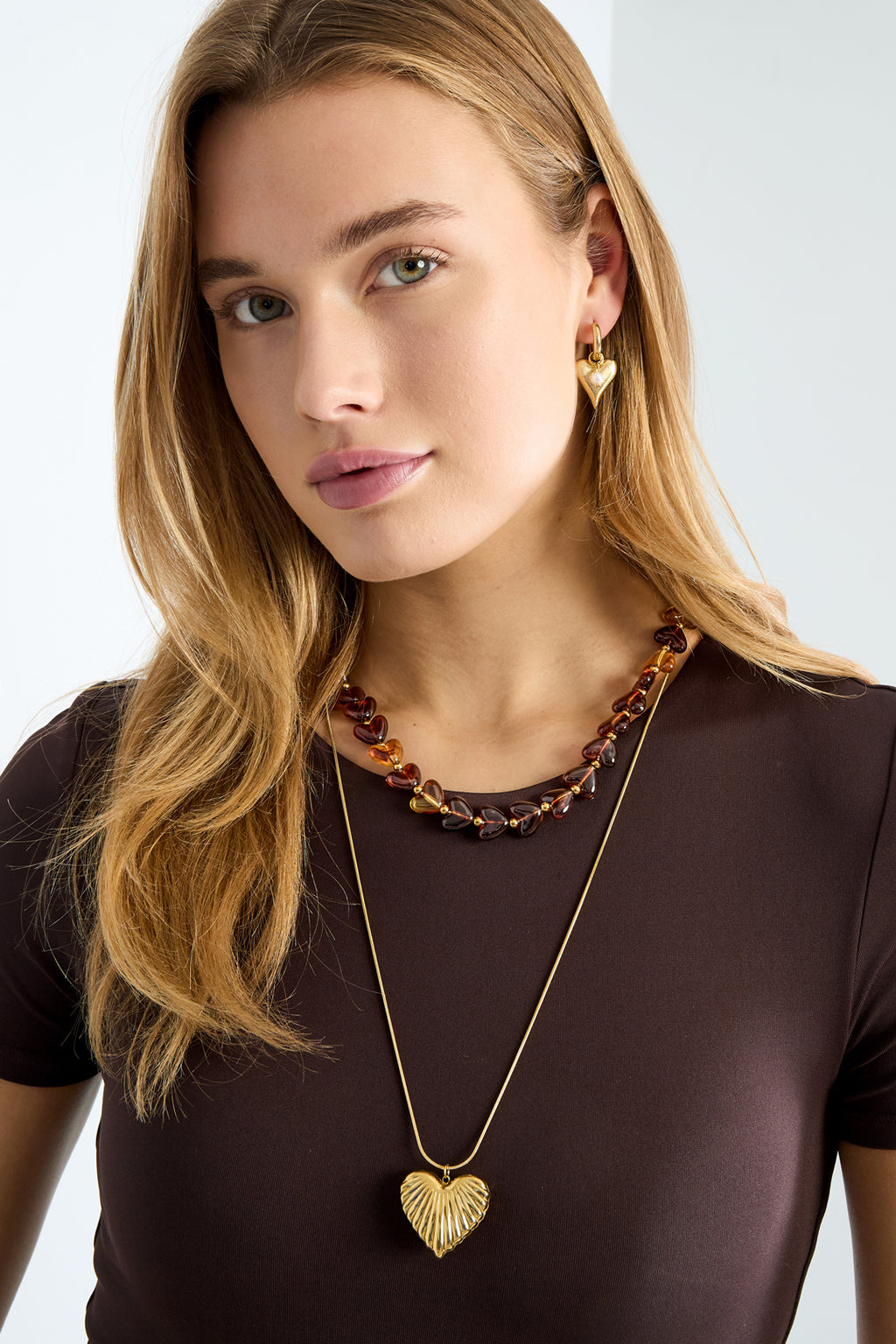 Stainless Steel Long Necklaces Heart Casual Daily Simple Series Women's jewelry