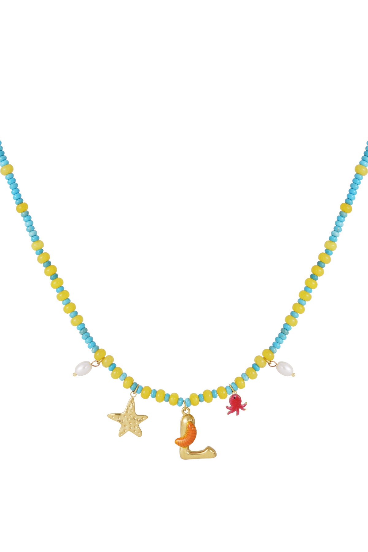 Happy beaded Initials necklace with charms