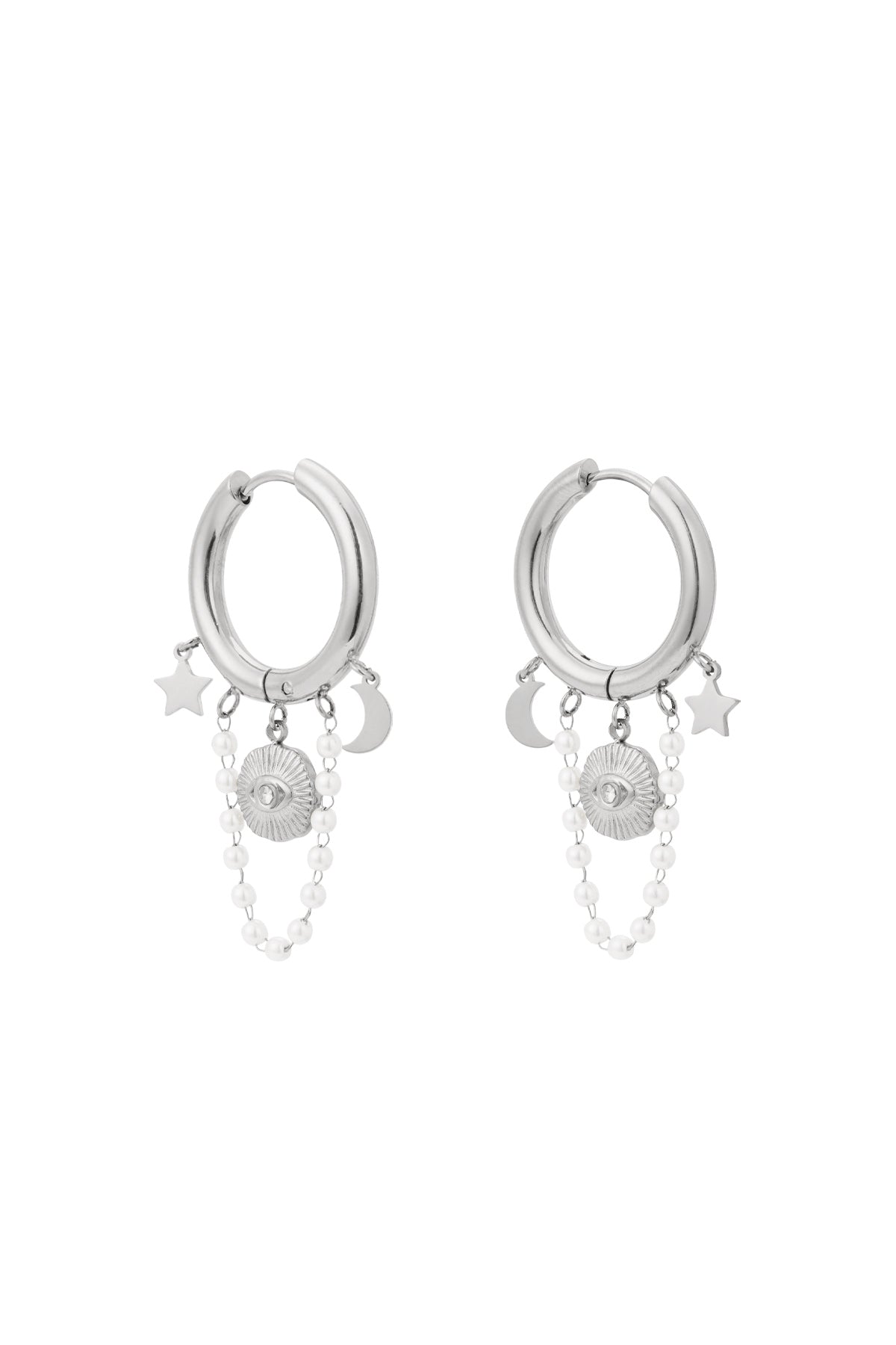 Pearl moon earrings