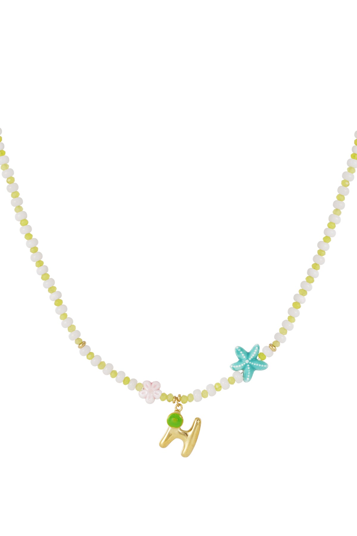 Happy beaded Initials necklace with charms