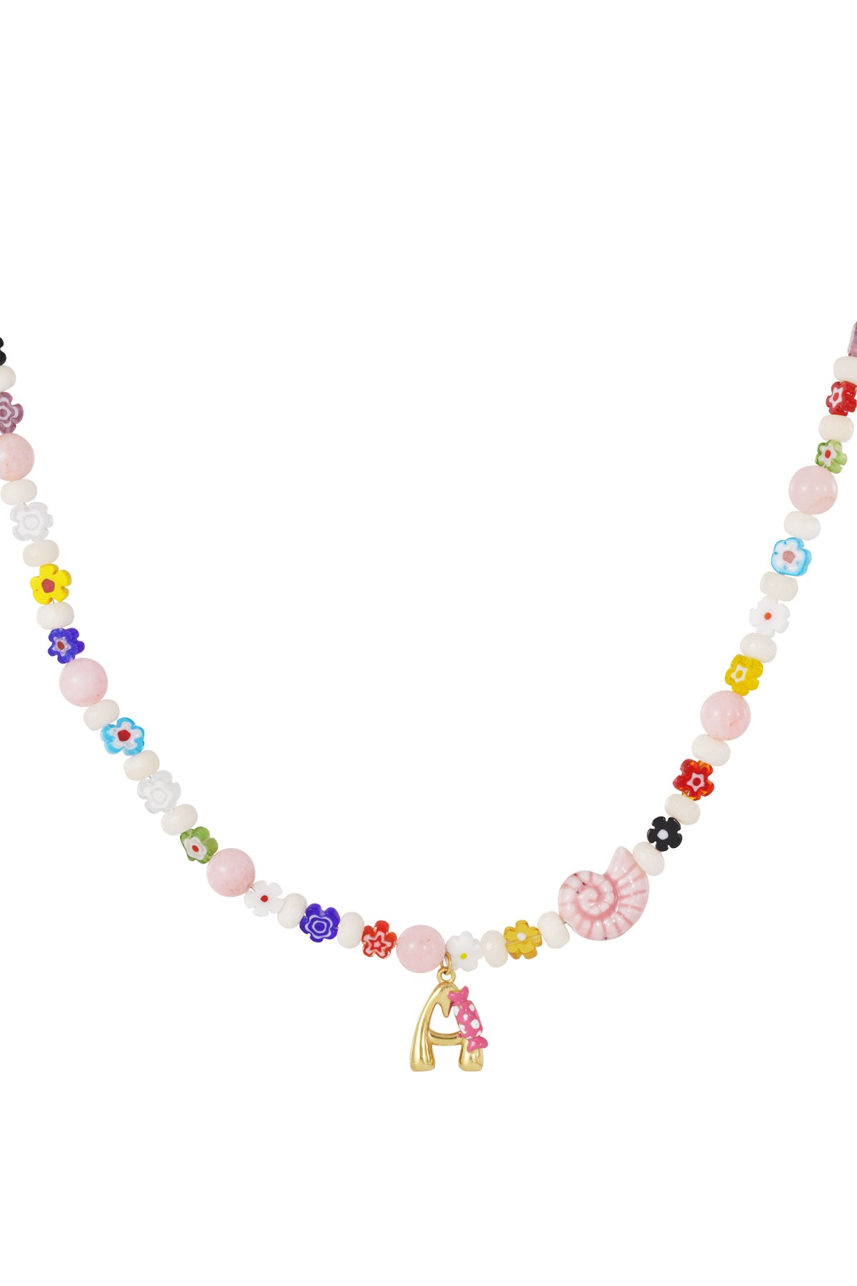 Happy beaded Initials necklace with charms