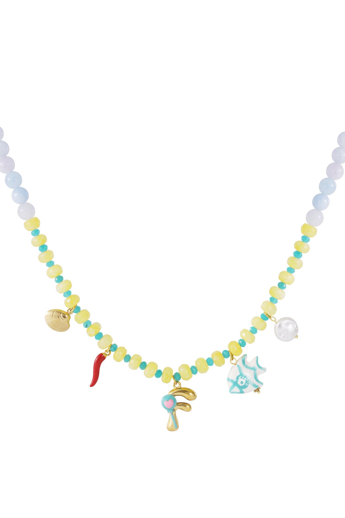 Happy beaded Initials necklace with charms