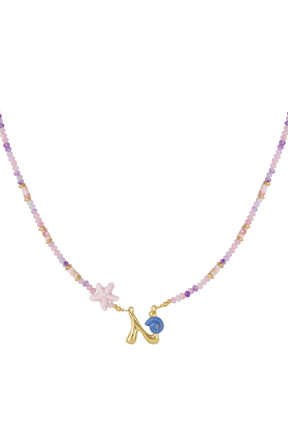 Happy beaded Initials necklace with charms