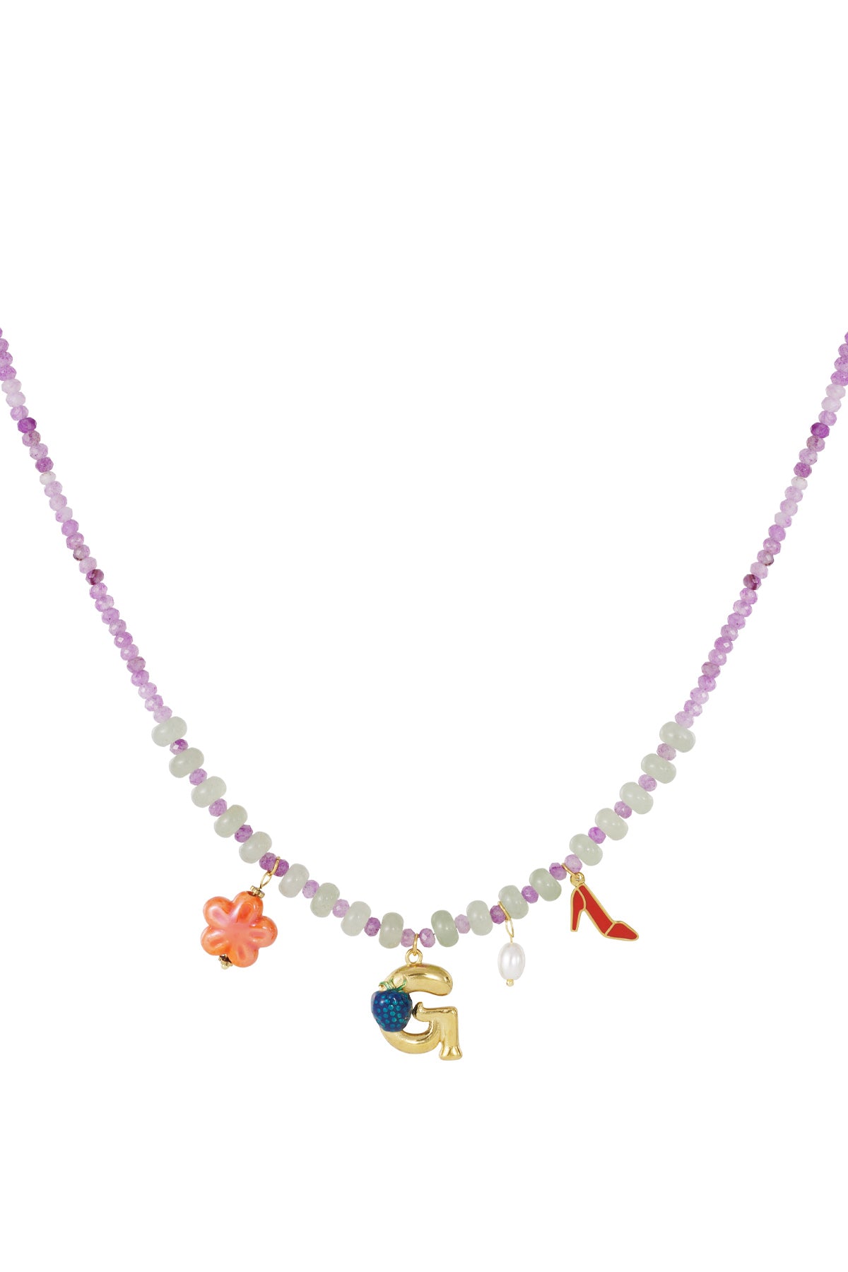 Happy beaded Initials necklace with charms