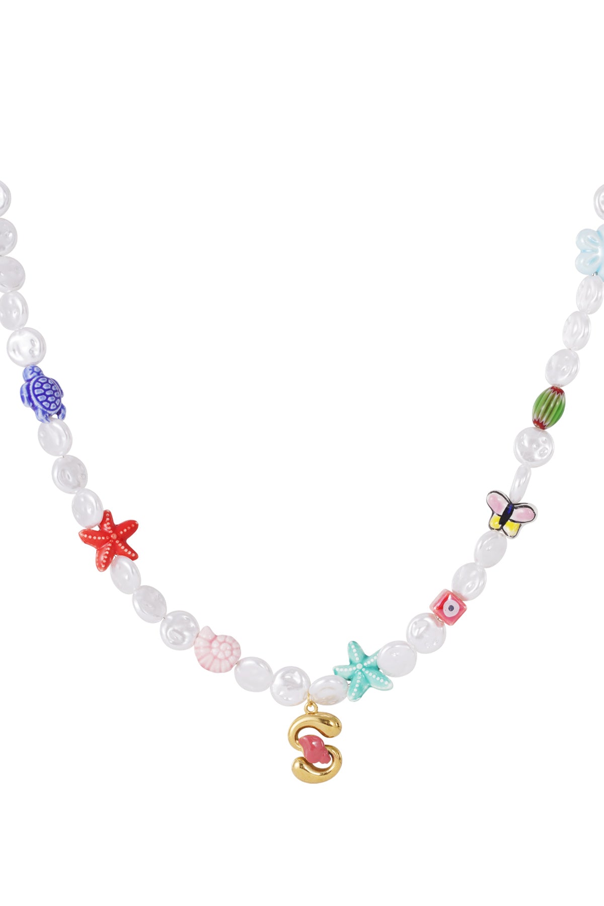 Happy beaded Initials necklace with charms